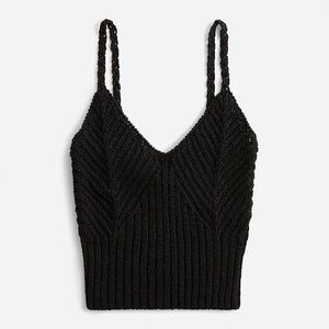 New J. Crew Crop Top Knit 2X Black MSRP $69.50